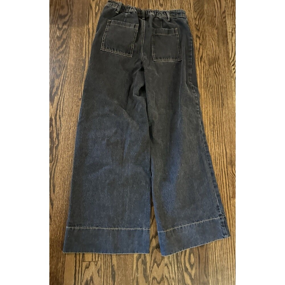 NWT New In Boutique Jeans‎ Large High Waisted Wide Leg Black Pull On Y2K Boho - Picture 11 of 11